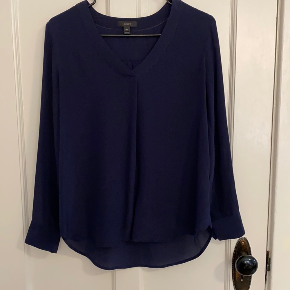 J. Crew Silk Navy Blouse Size 4P